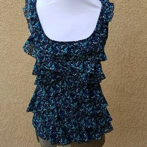 Express Floral Ruffle Tank